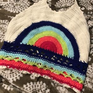 Unique Crochet Rainbow Halter Crop Top